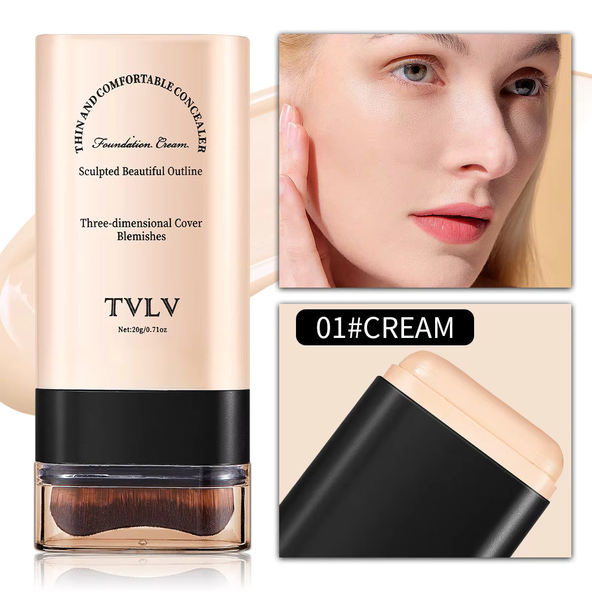 TVLV 2-in-1 Foundation Stick with Built-in Brush