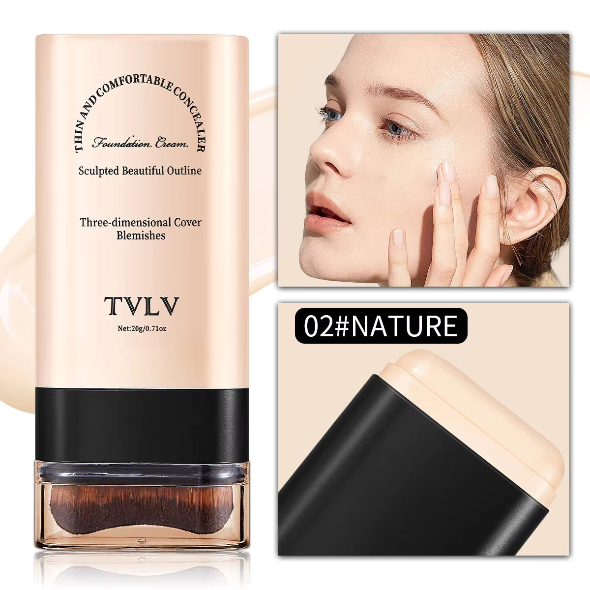 TVLV 2-in-1 Foundation Stick with Built-in Brush