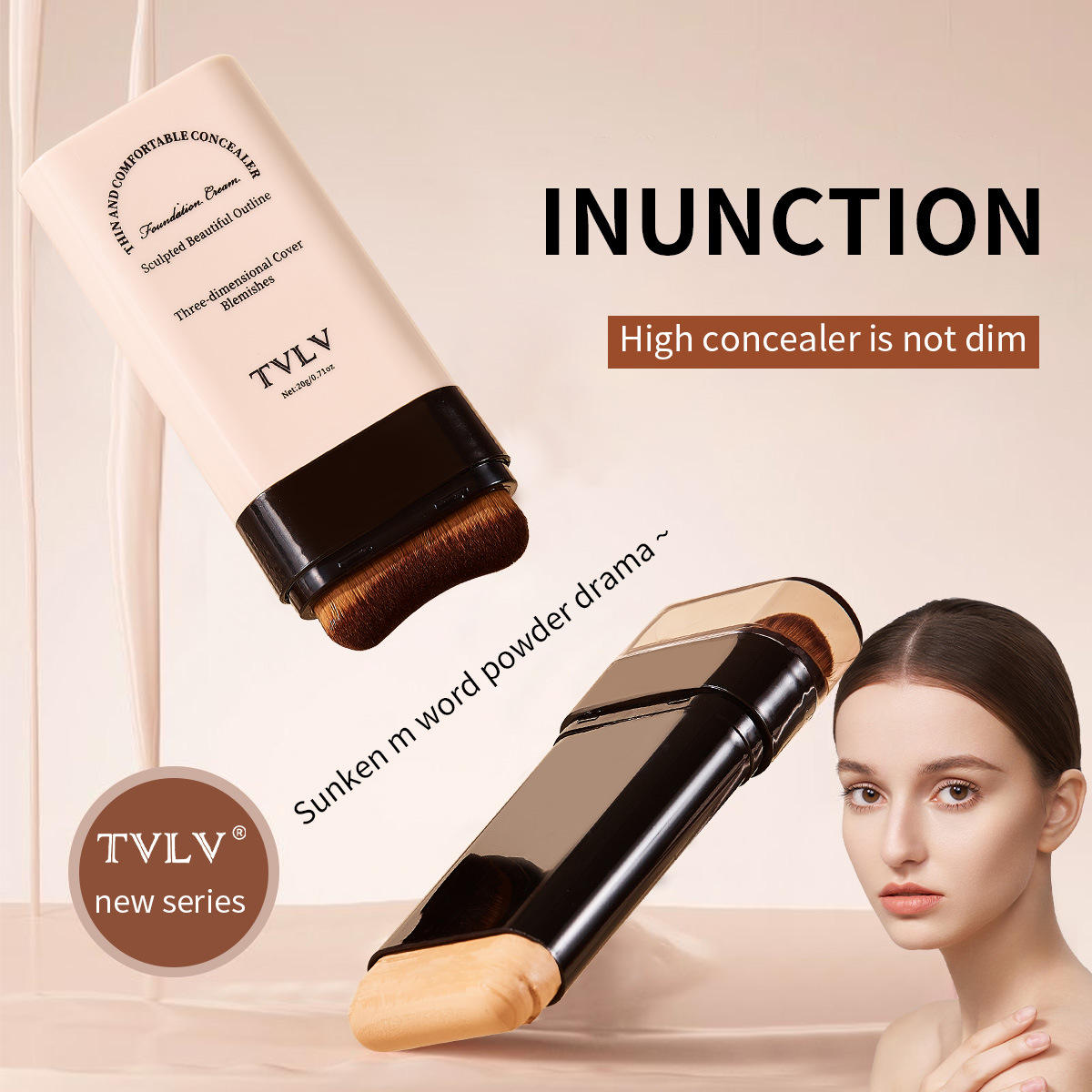 TVLV 2-in-1 Foundation Stick with Built-in Brush