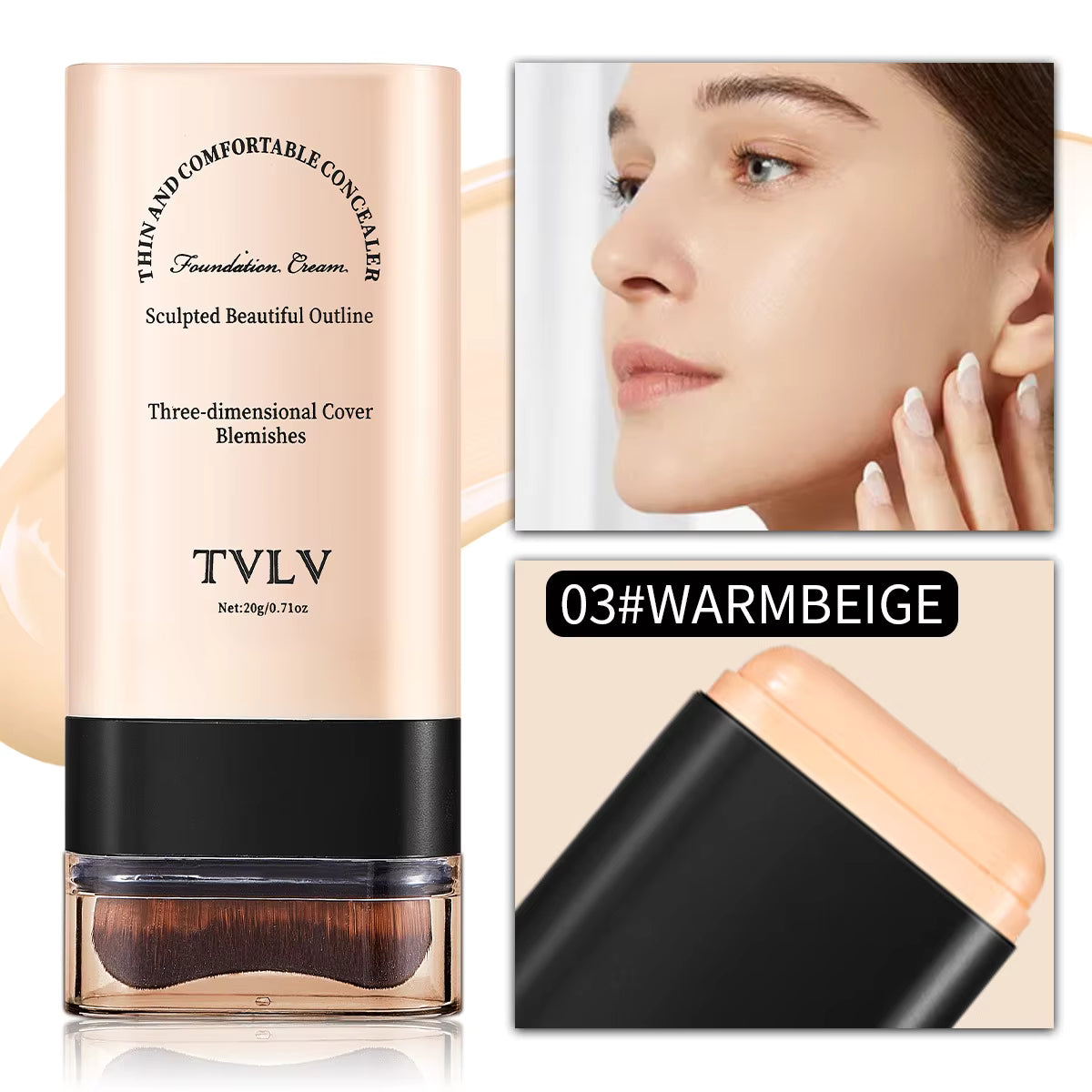 TVLV 2-in-1 Foundation Stick with Built-in Brush