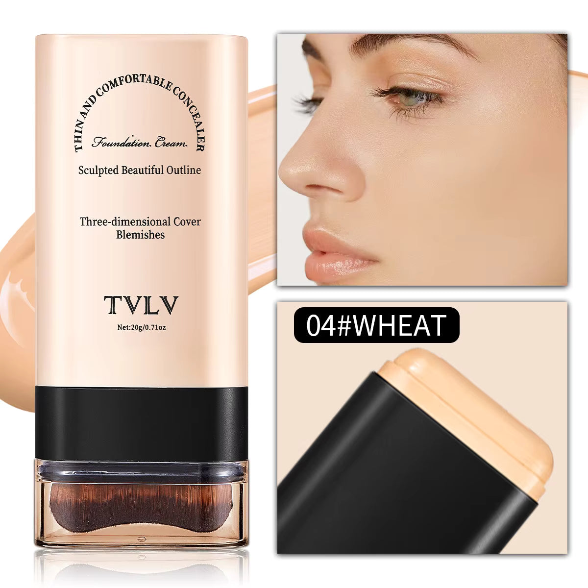 TVLV 2-in-1 Foundation Stick with Built-in Brush