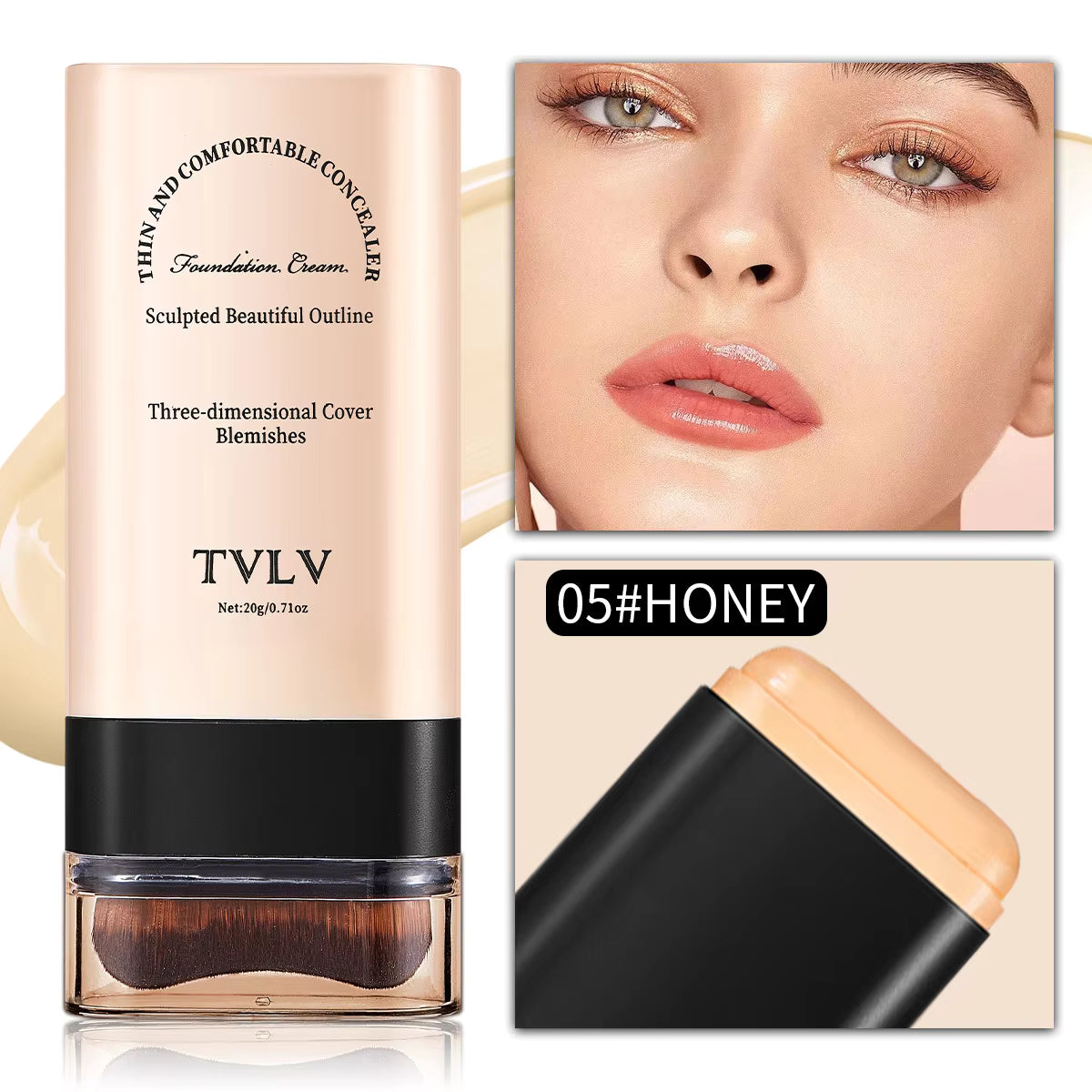 TVLV 2-in-1 Foundation Stick with Built-in Brush