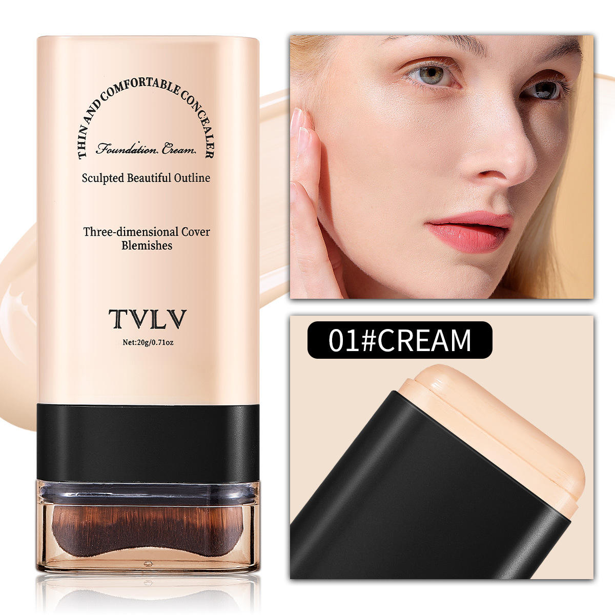 TVLV 2-in-1 Foundation Stick with Built-in Brush