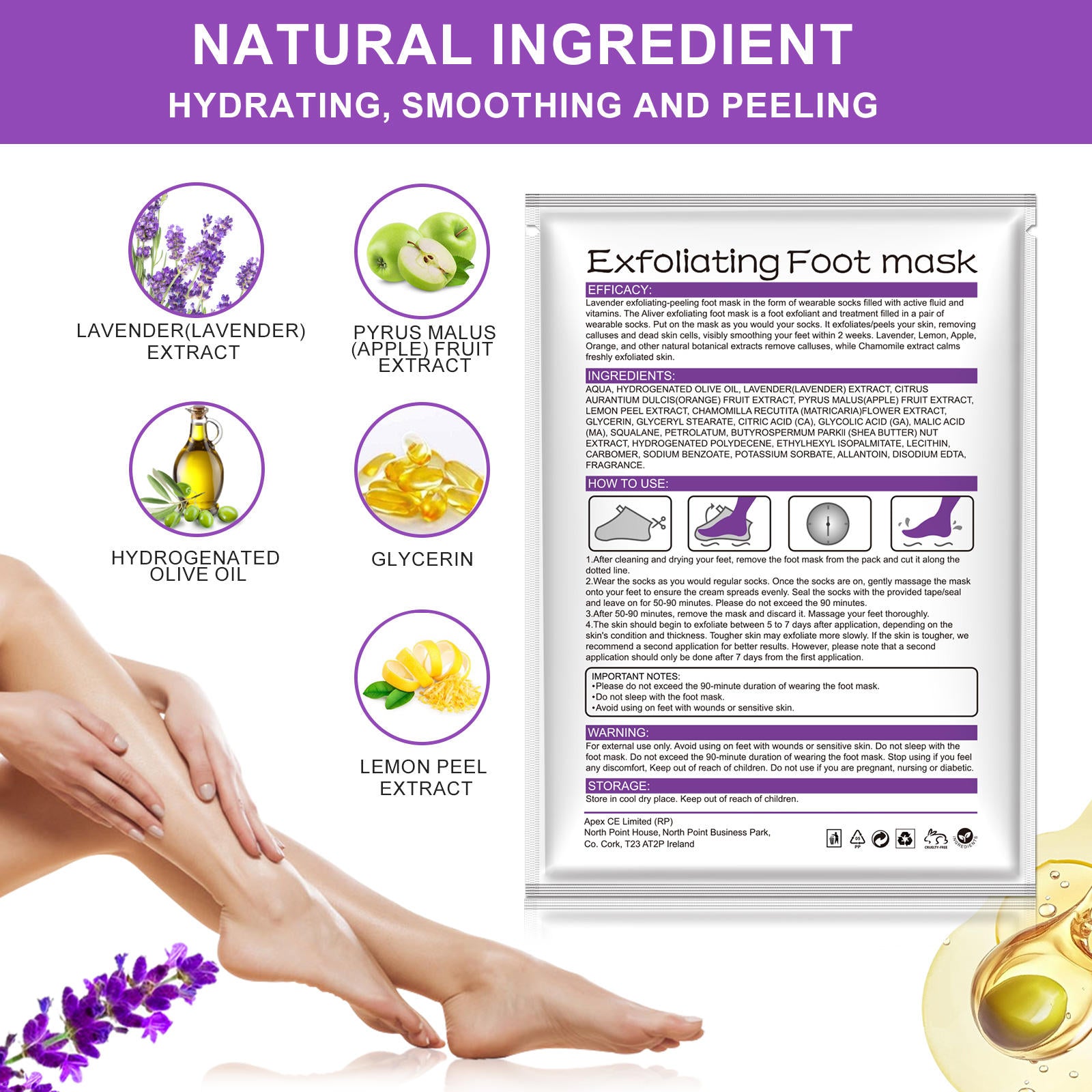 Aliver Foot Peeling Moisturizing Natural Exfoliating Foot Mask